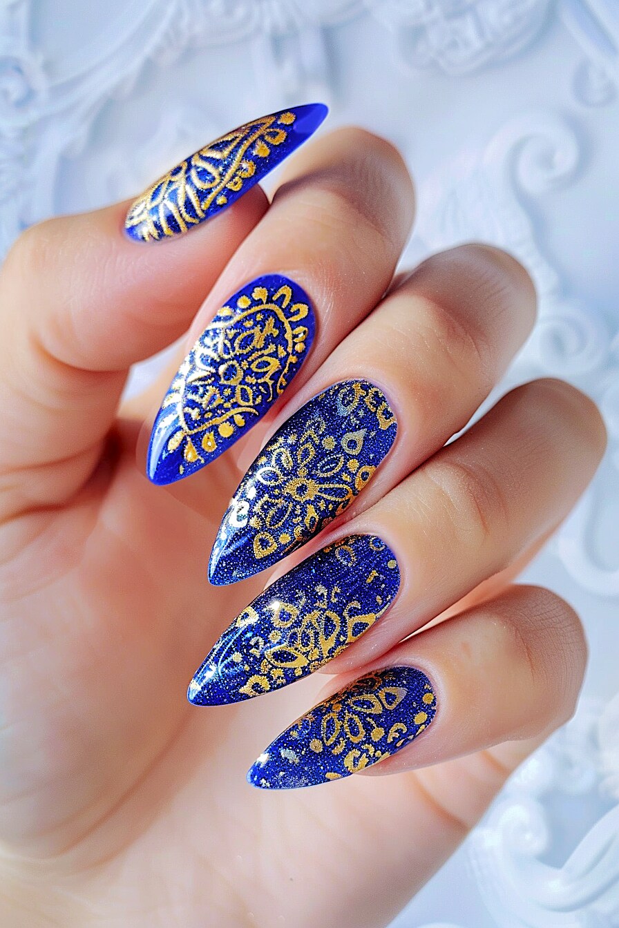 Almond Foil Nail Design Idea 4