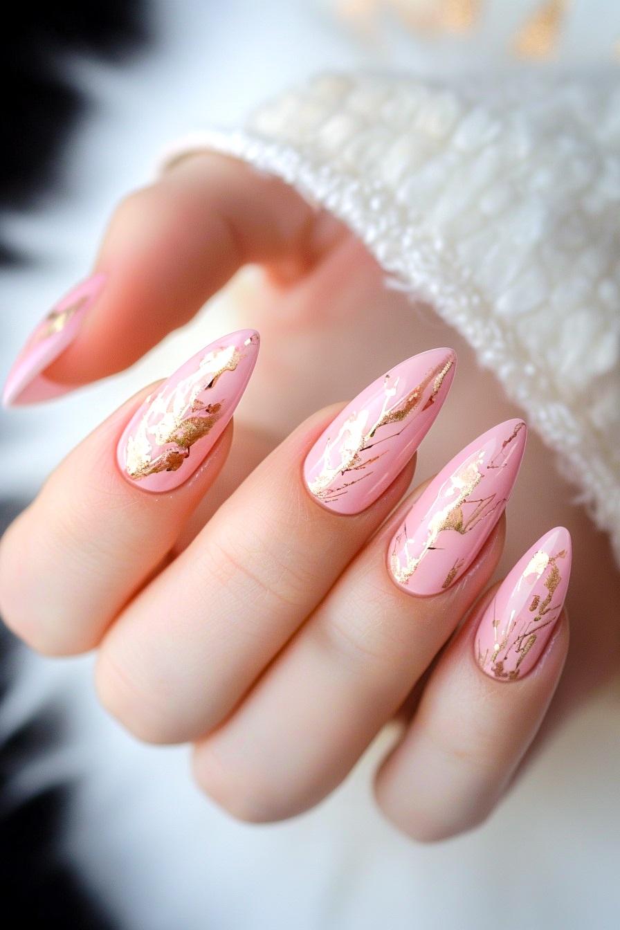 Almond Foil Nail Design Idea 6