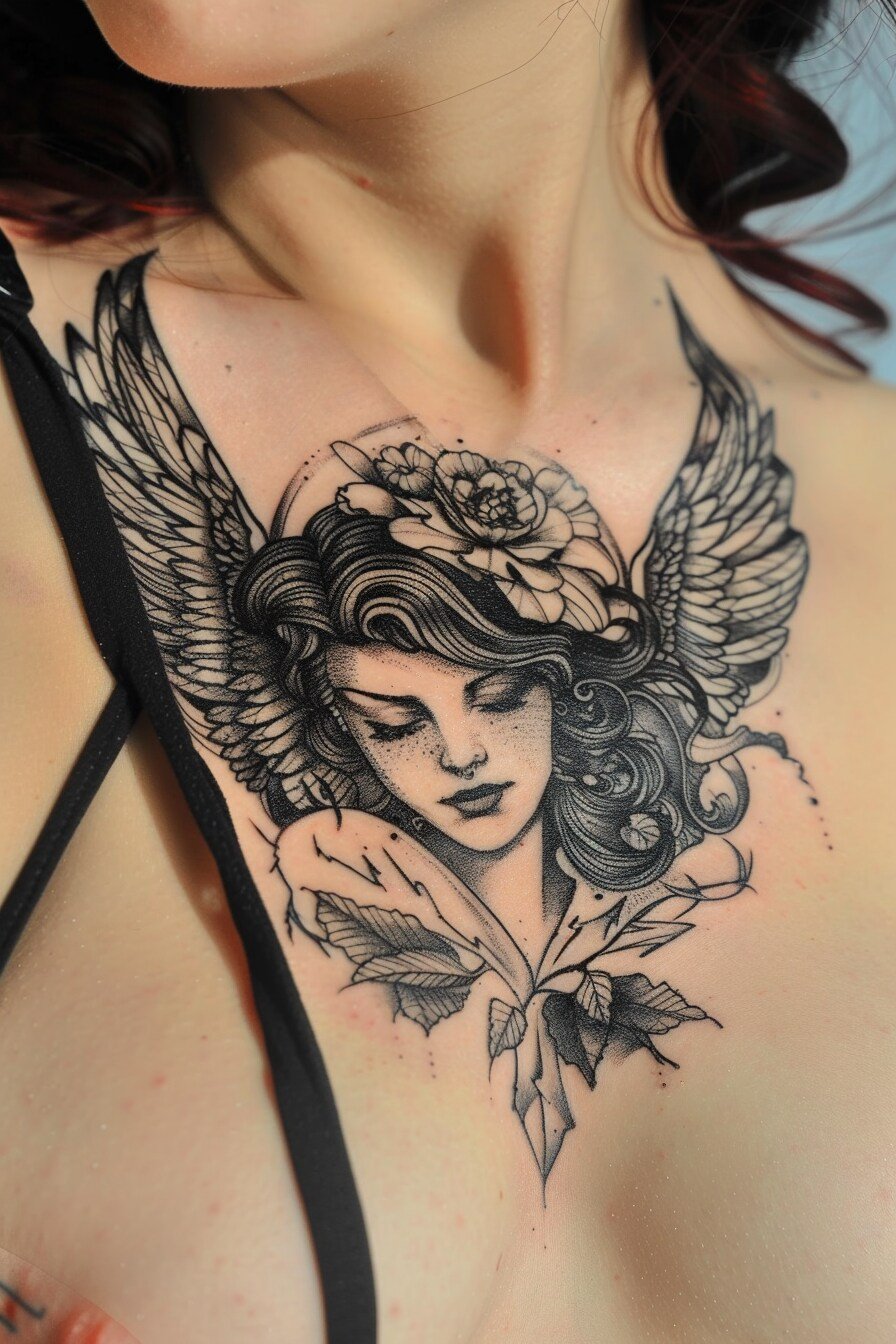Angel Tattoo Design Idea For Women 14