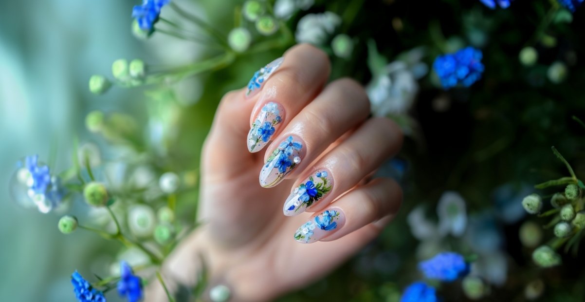 Blue Flower Nail Design Featured Image