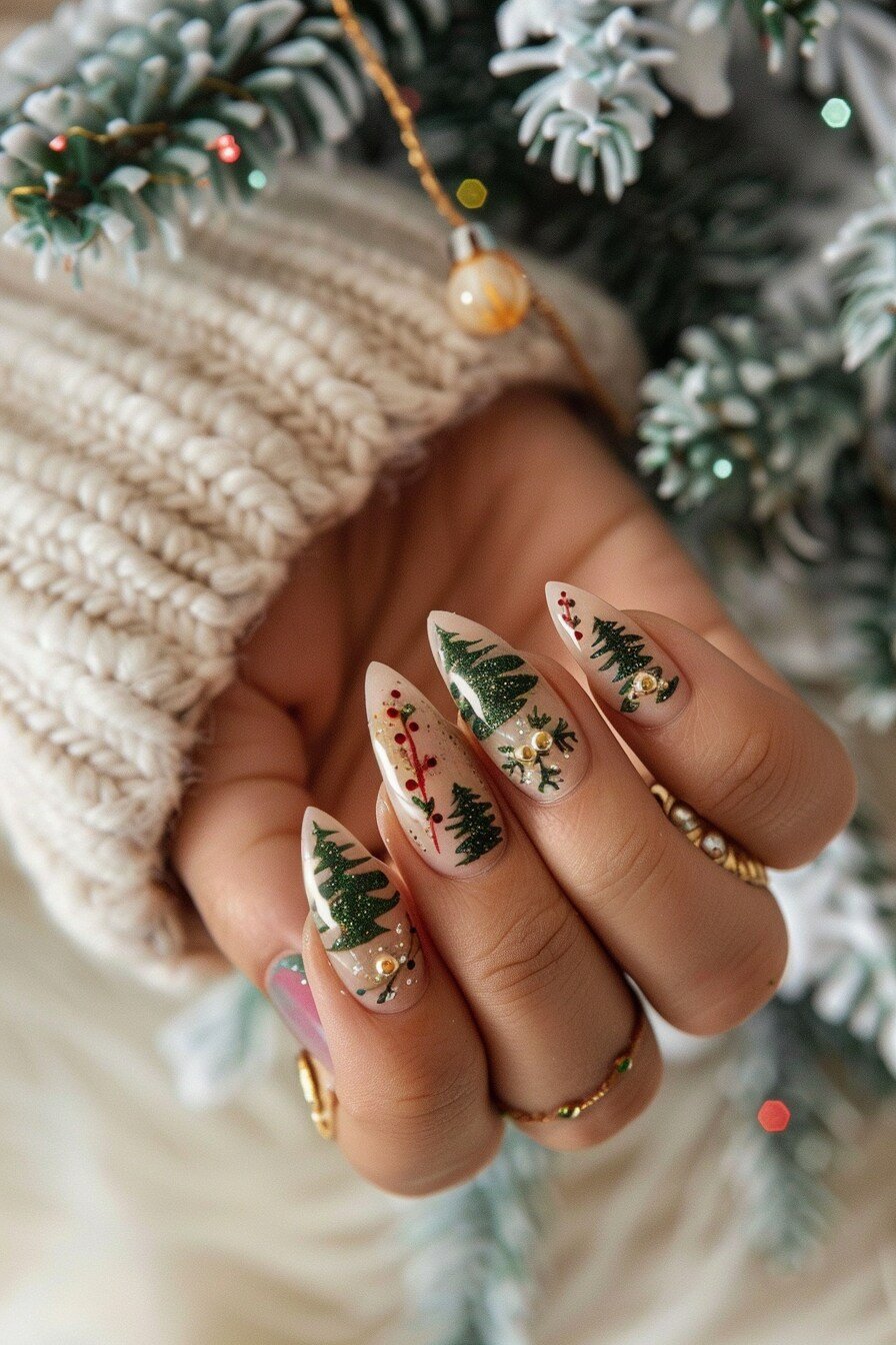 Christmas Almond Nail Design 3