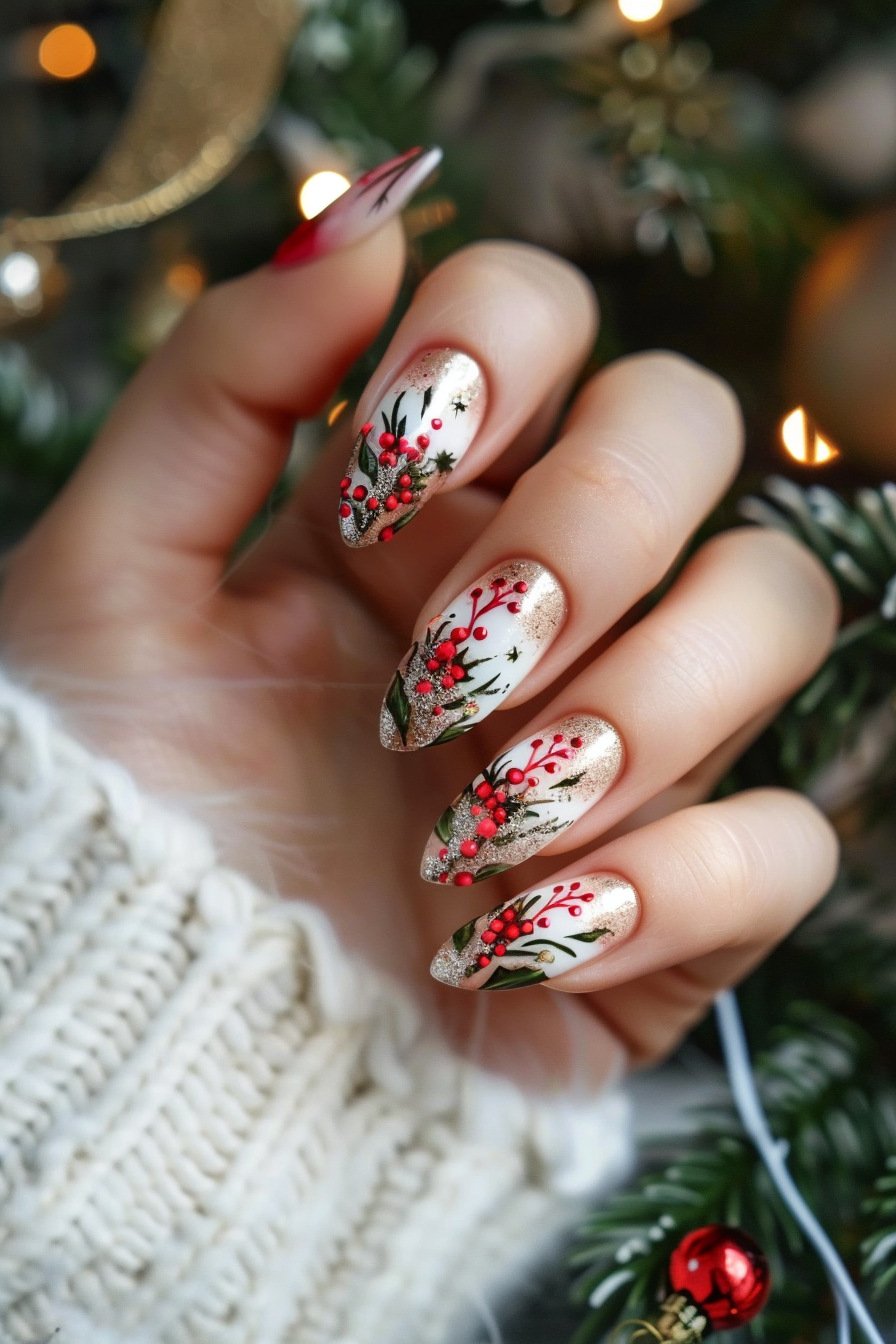 Christmas Almond Nail Design 7