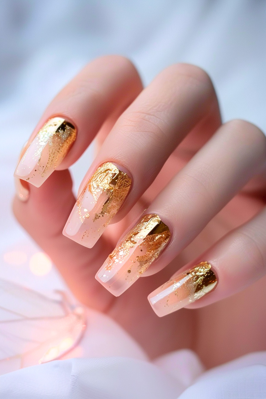 Coffin Foil Nail Design Idea 1