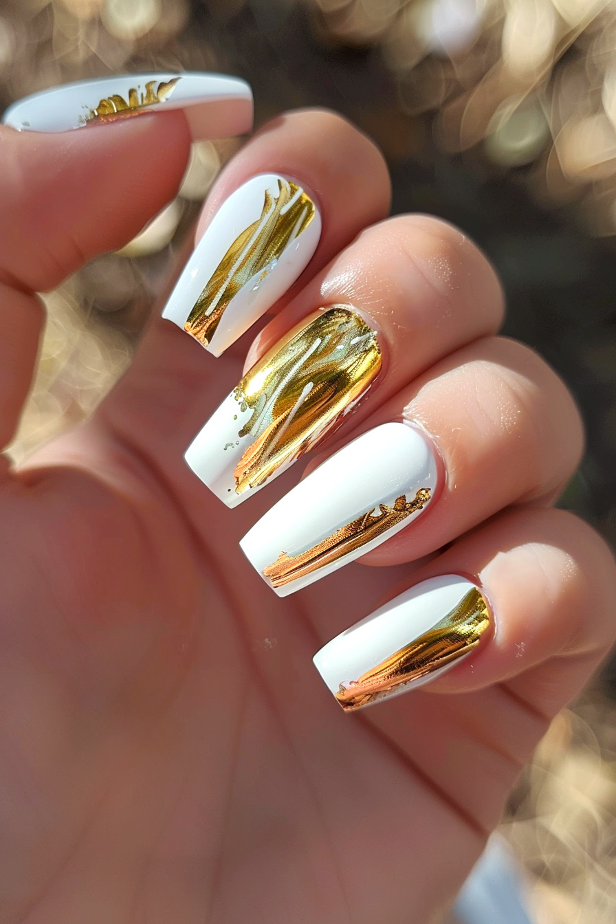 Coffin Foil Nail Design Idea 2