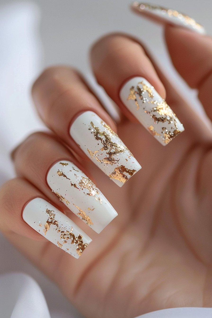 Coffin Foil Nail Design Idea 3