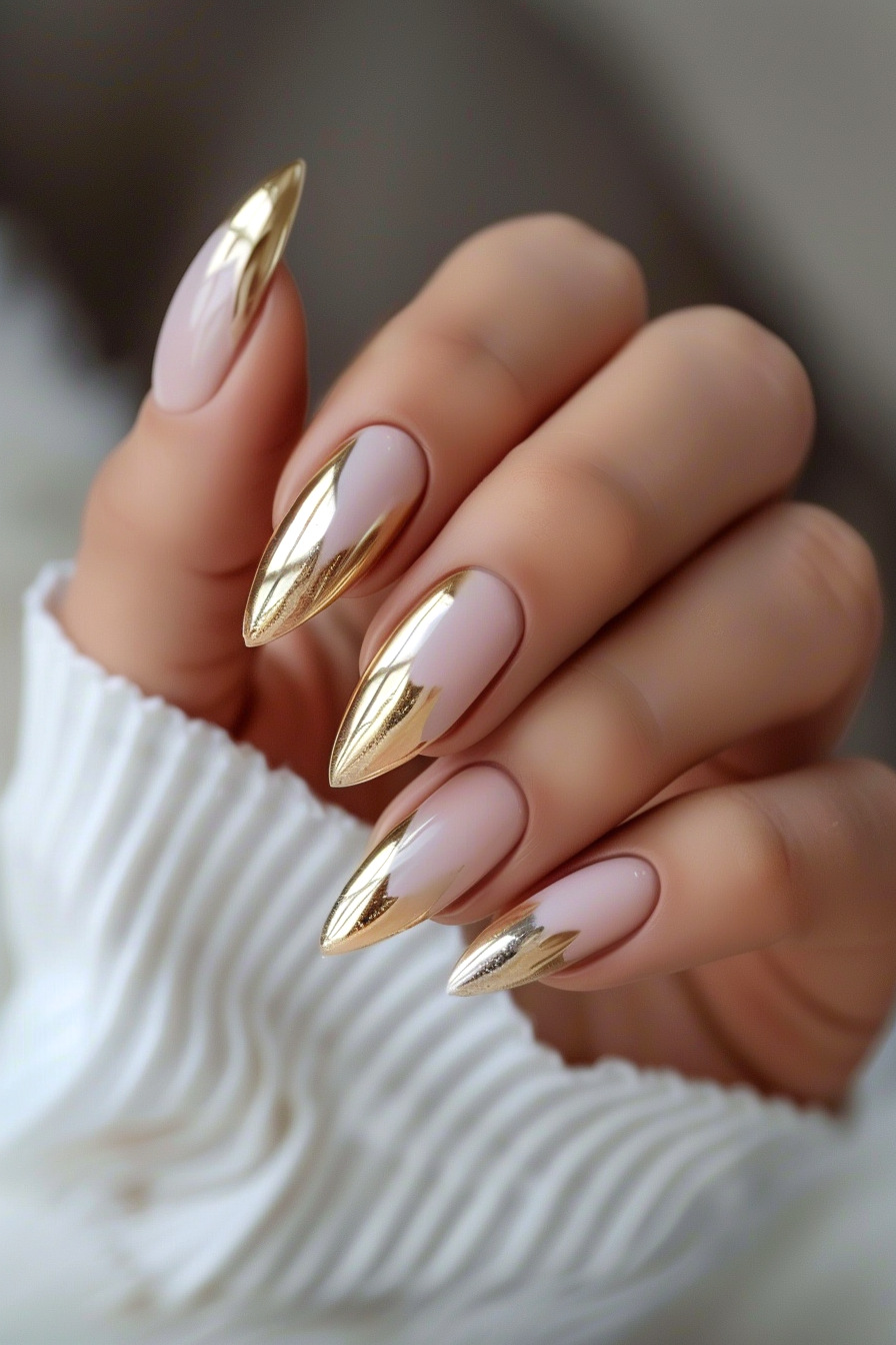 Foil Nail With French Tips Design Idea 4