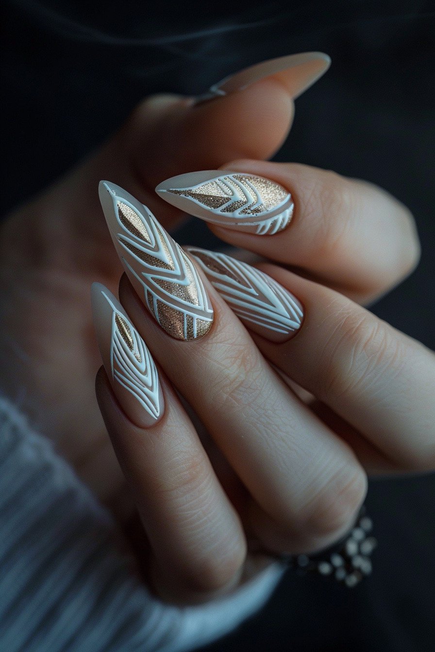 Geometric Almond Nail Designs 10