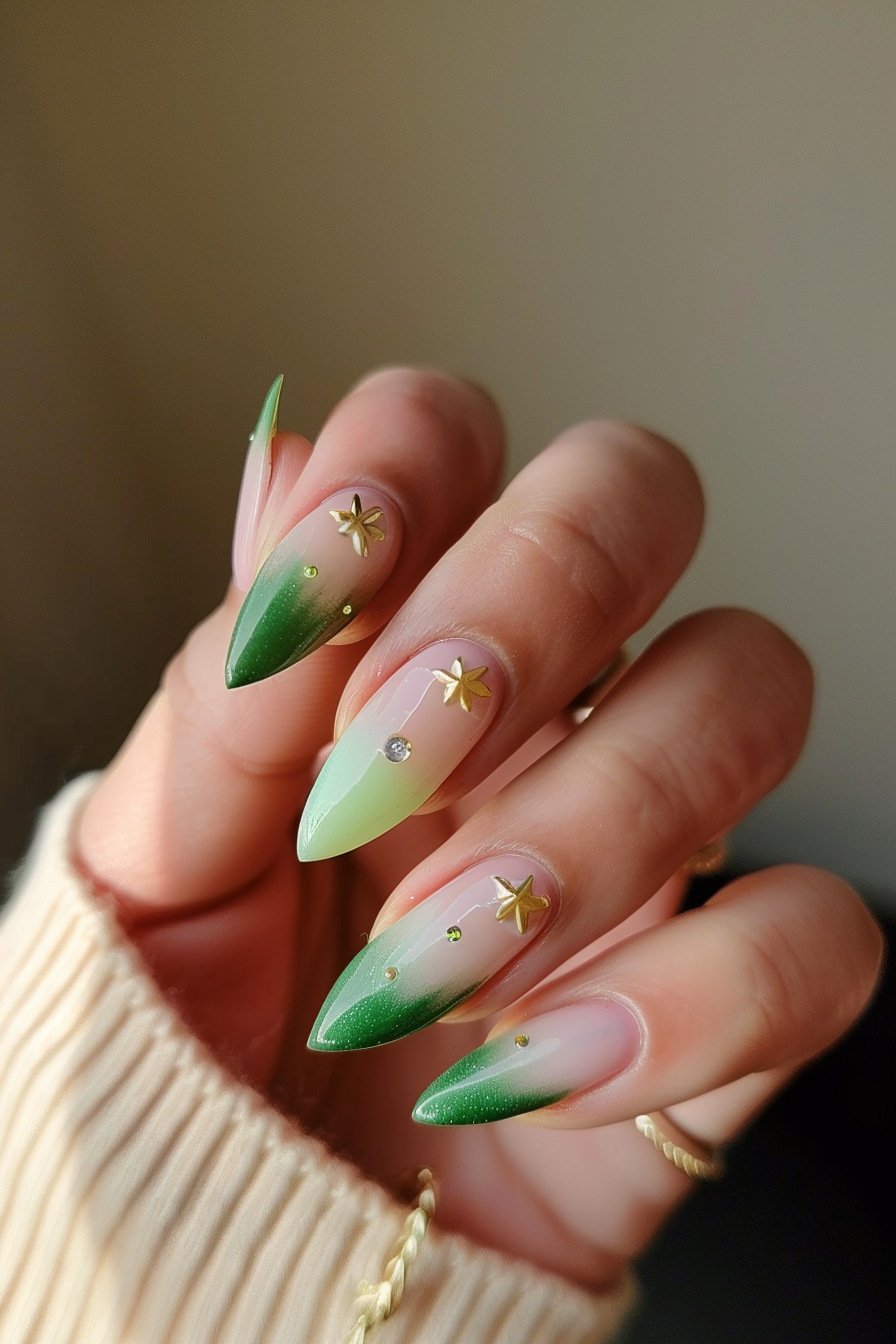 Green Nail Design With French Tips 1