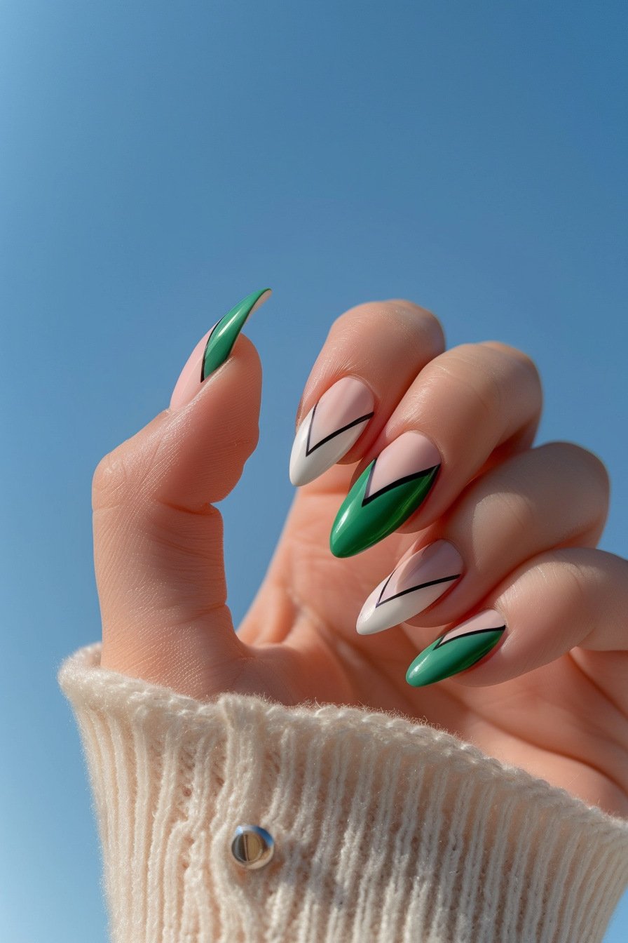 Green Nail Design With French Tips 4