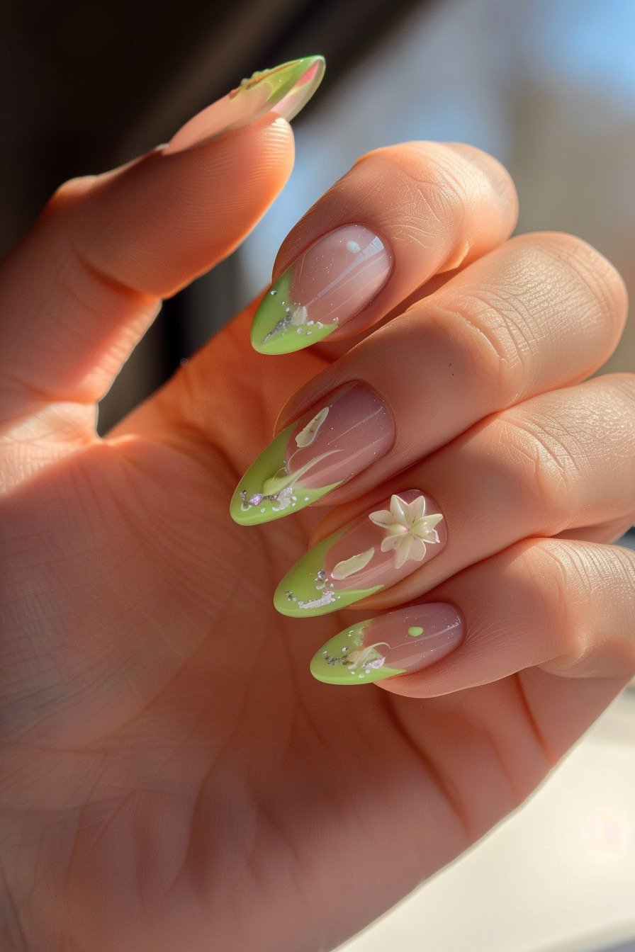 Green Nail Design With French Tips 5