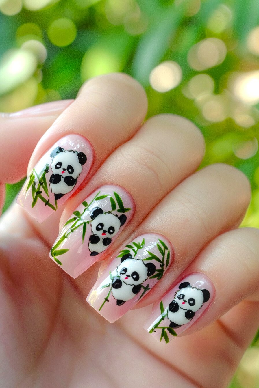 Panda Nail Design Idea 10