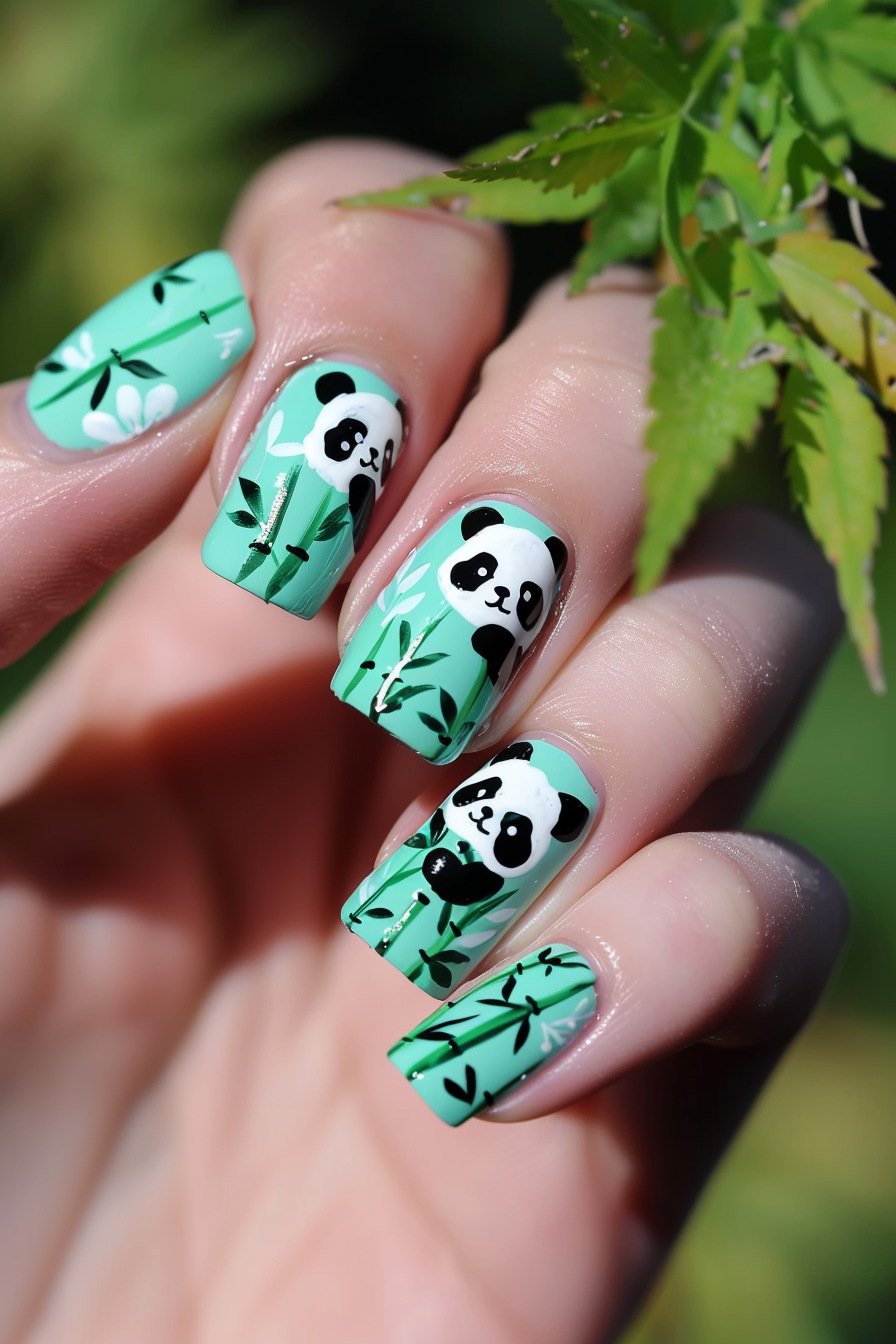 Panda Nail Design Idea 12