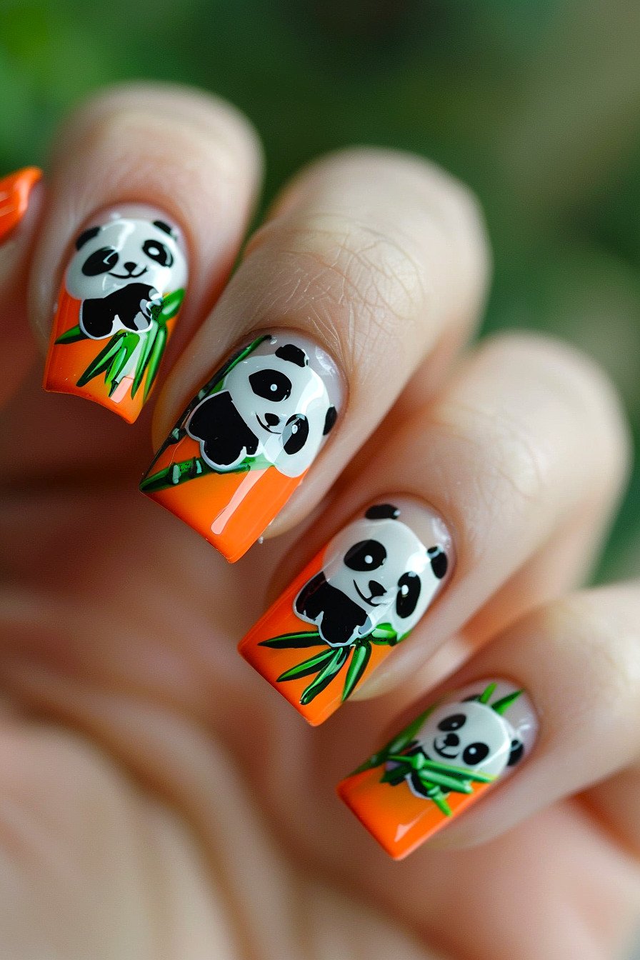 Panda Nail Design Idea 15