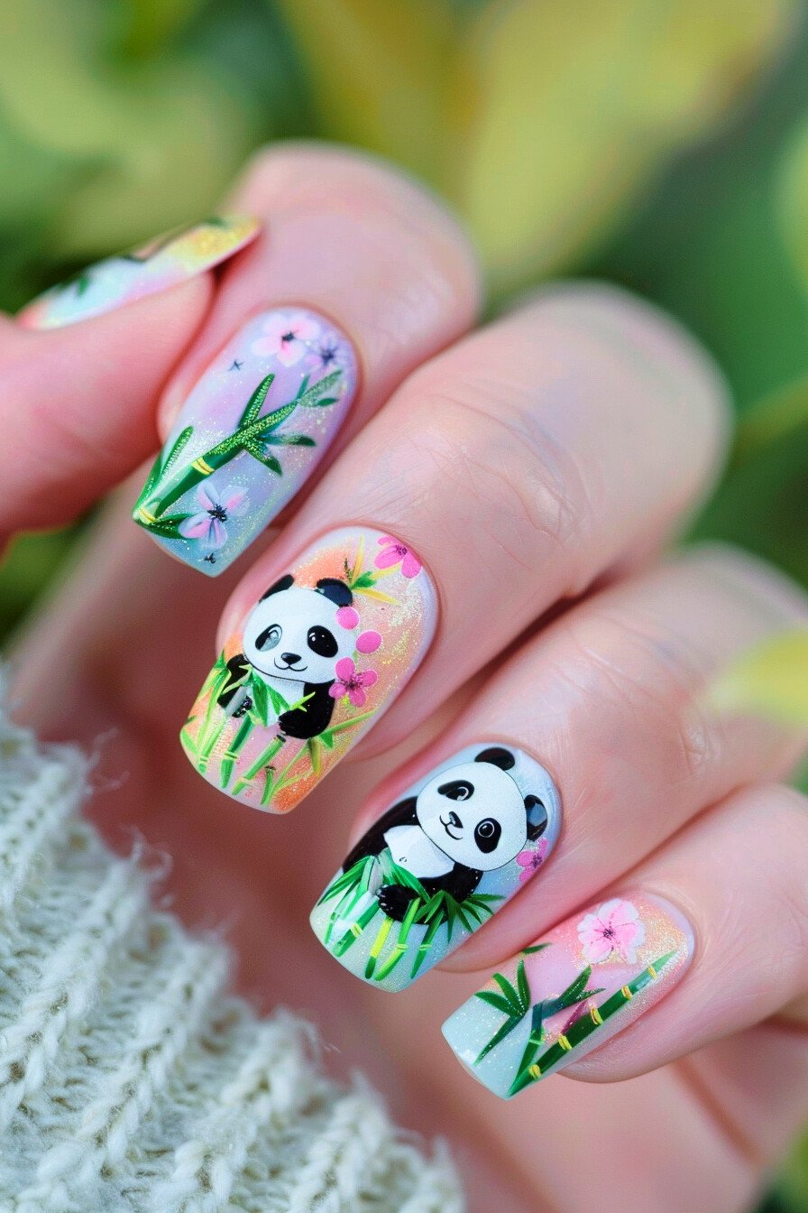 Panda Nail Design Idea 16