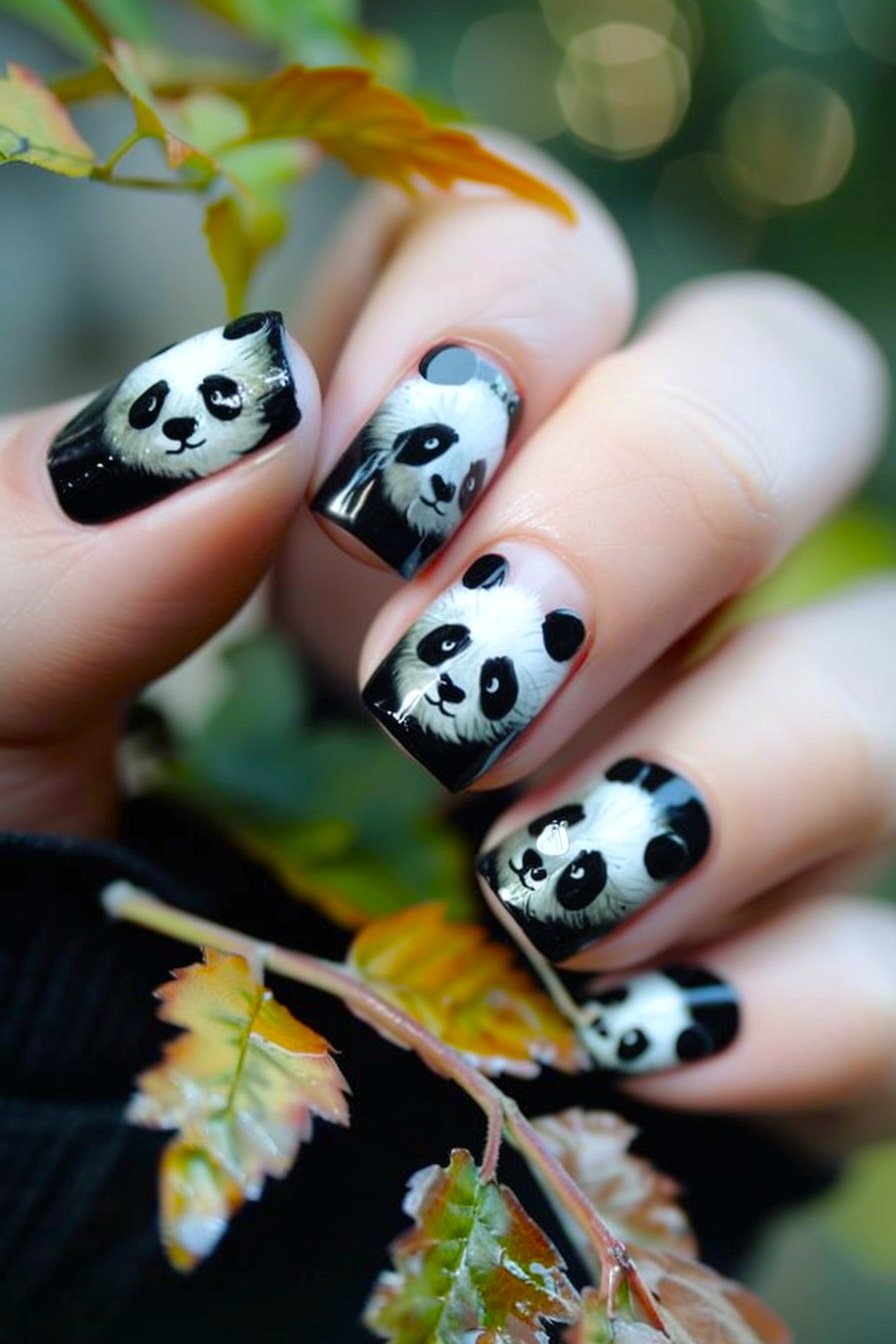 Panda Nail Design Idea 2