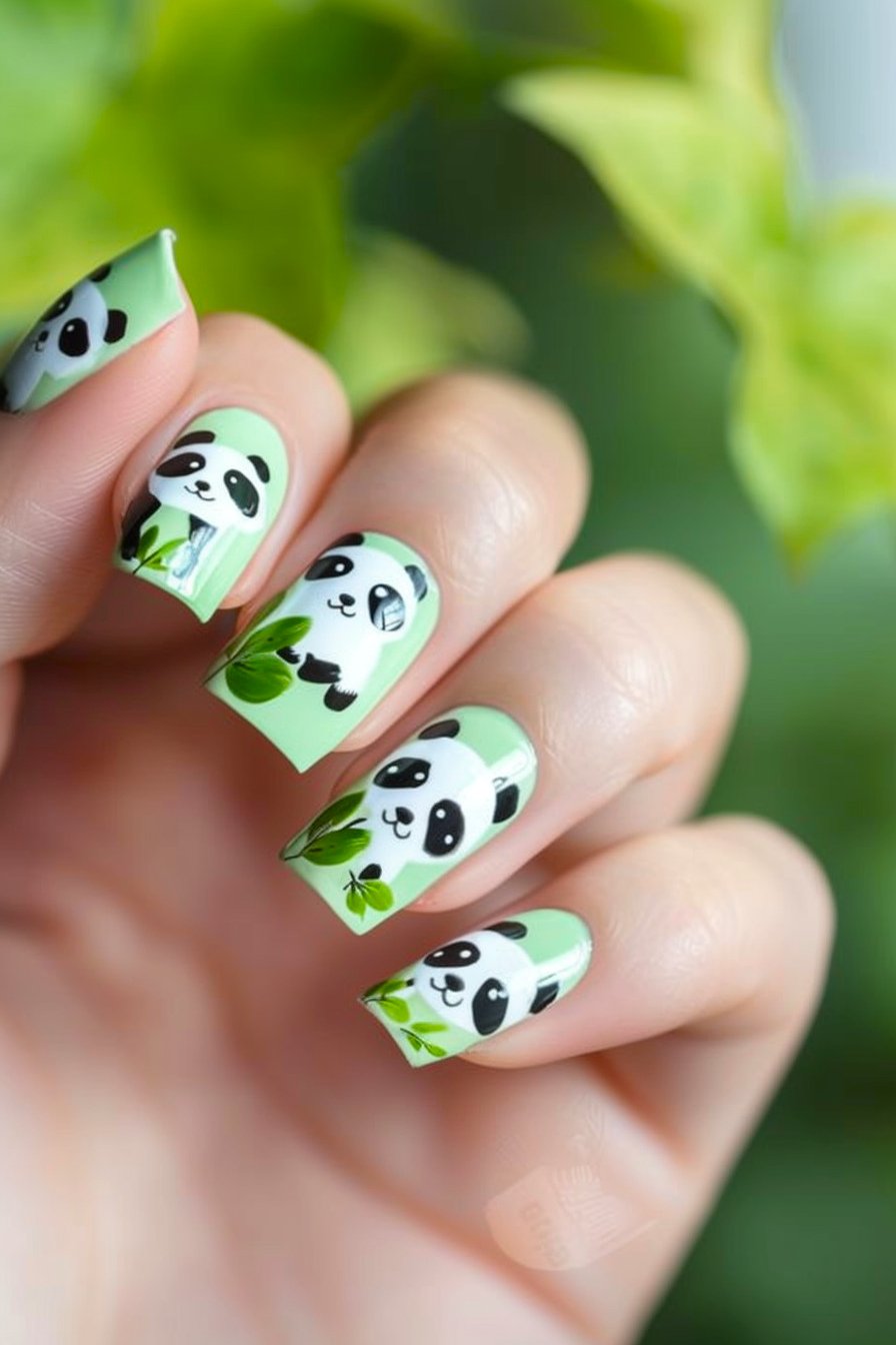 Panda Nail Design Idea 5