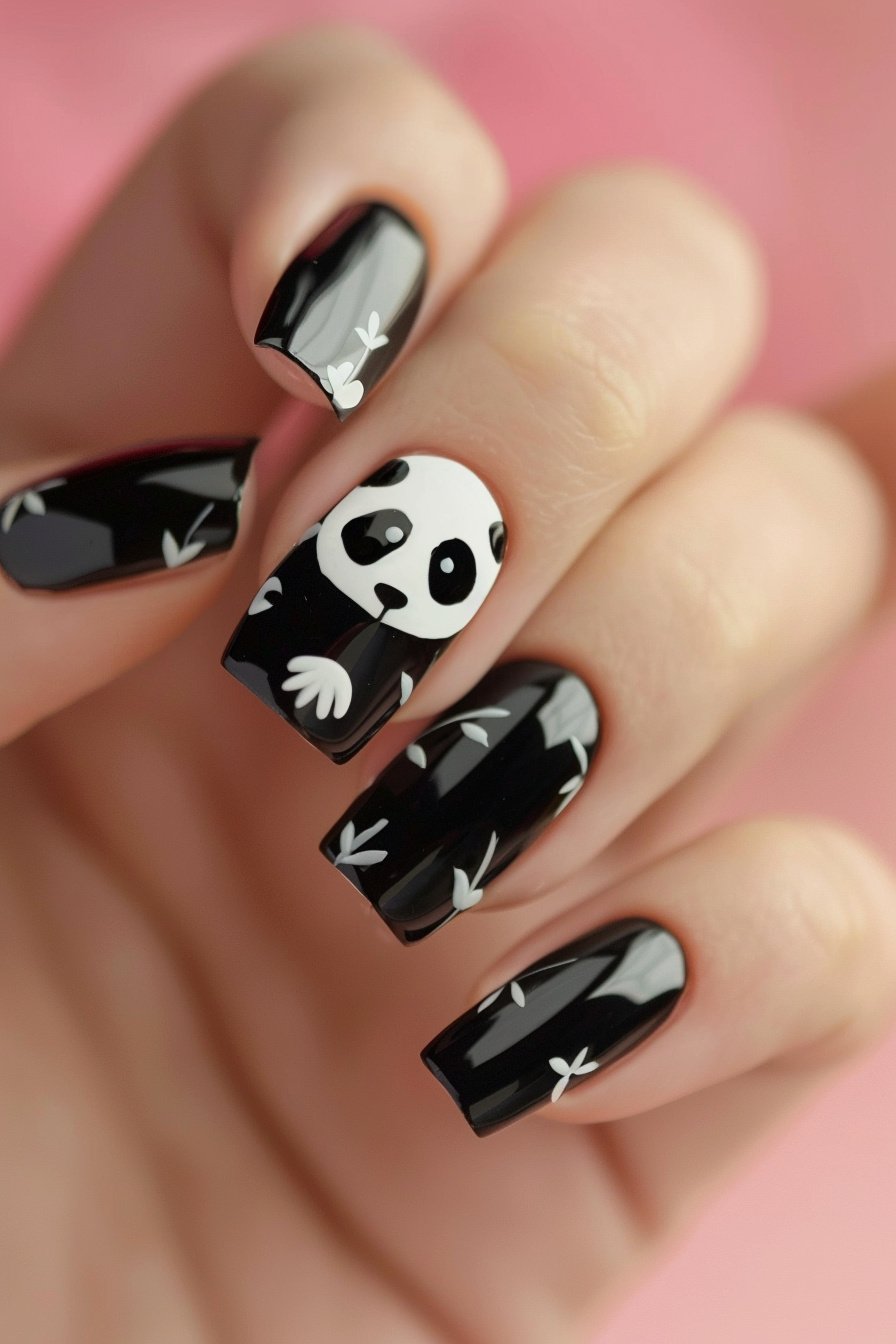 Panda Nail Design Idea 6