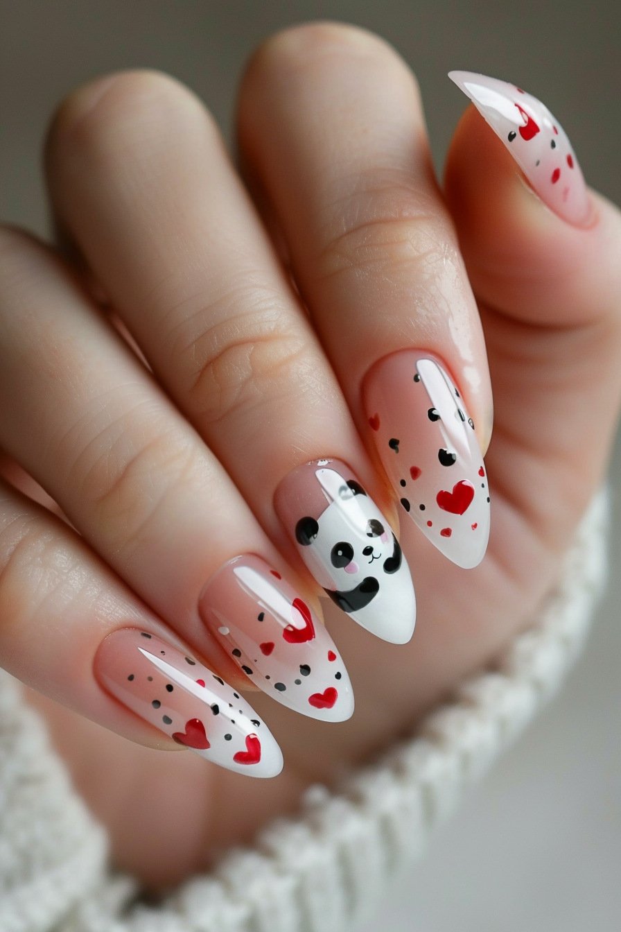 Panda Nail Design Idea 7