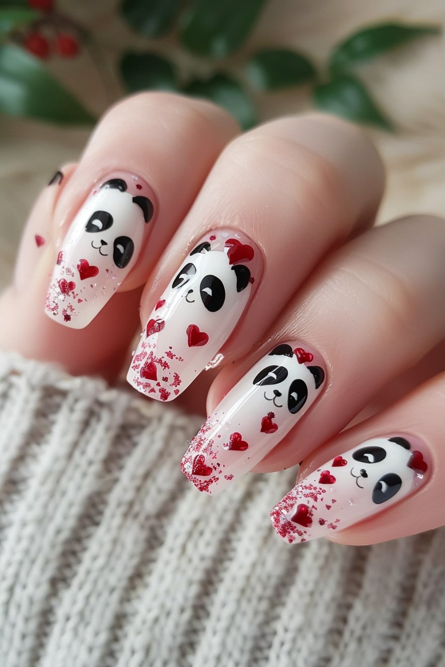 Panda Nail Design Idea 8