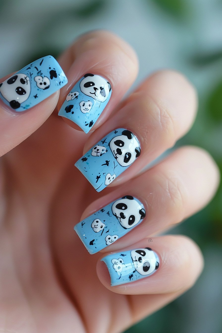 Panda Nail Design Idea 9