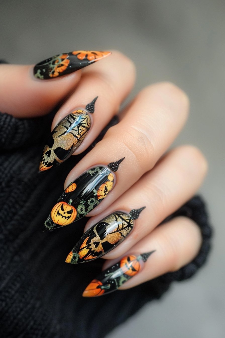 Pumpkin Halloween Nail Design 4
