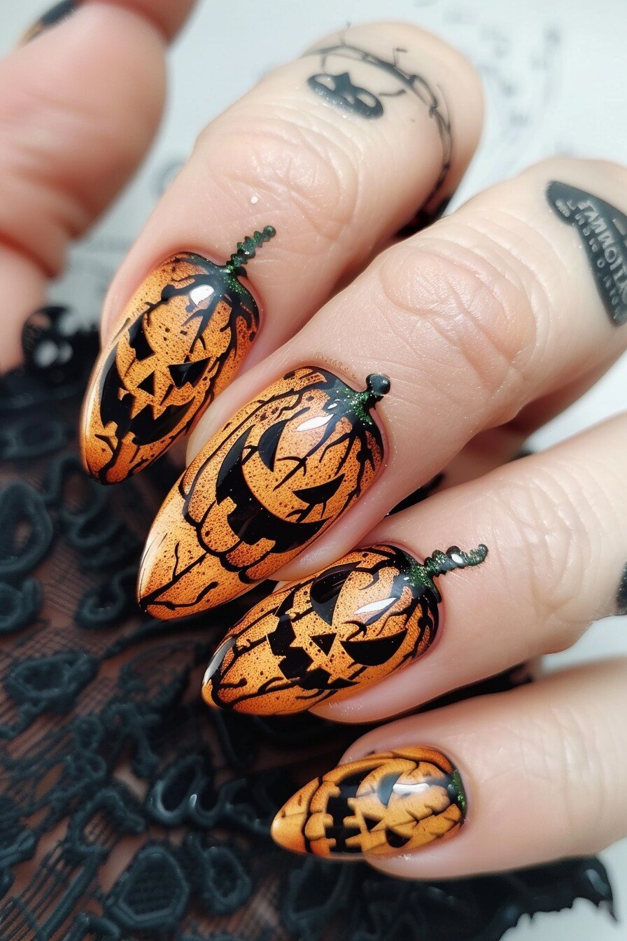 Pumpkin Halloween Nail Design 5