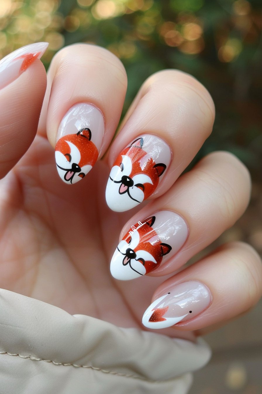 Red Panda Nail Design Idea 1