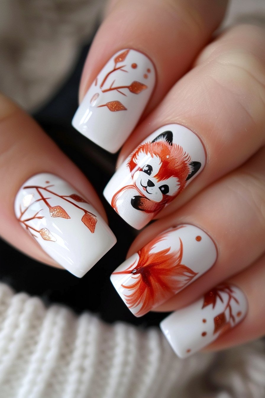 Red Panda Nail Design Idea 5