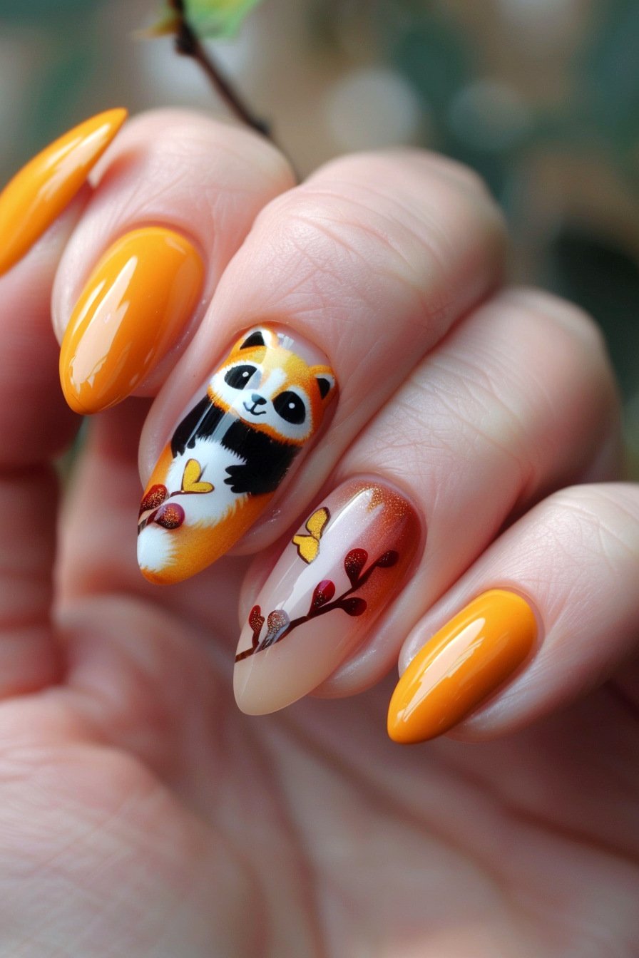 Red Panda Nail Design Idea 6