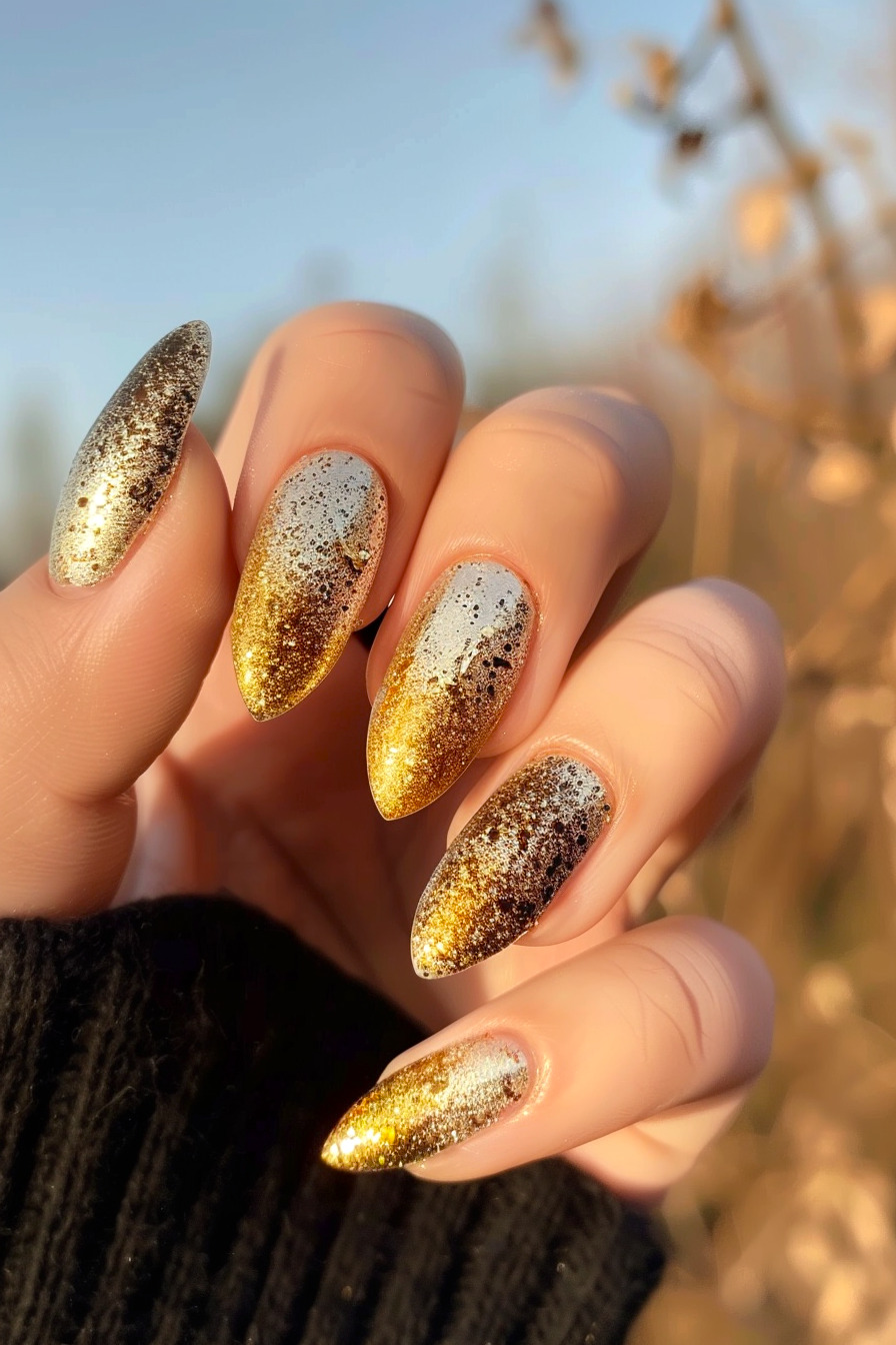 Short Foil Nail Design Idea 4