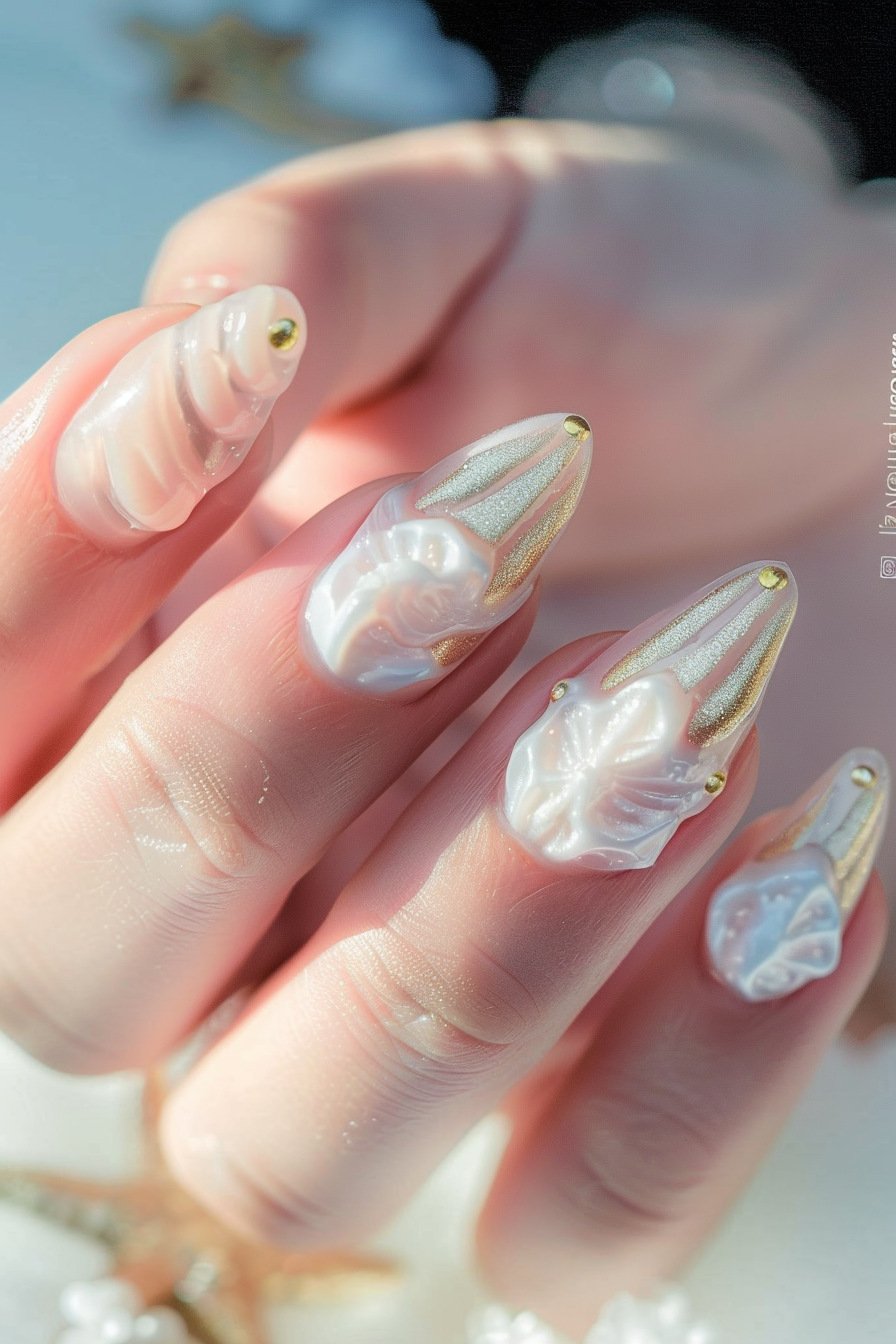 Short Nail With 3D Nail Art Design 1