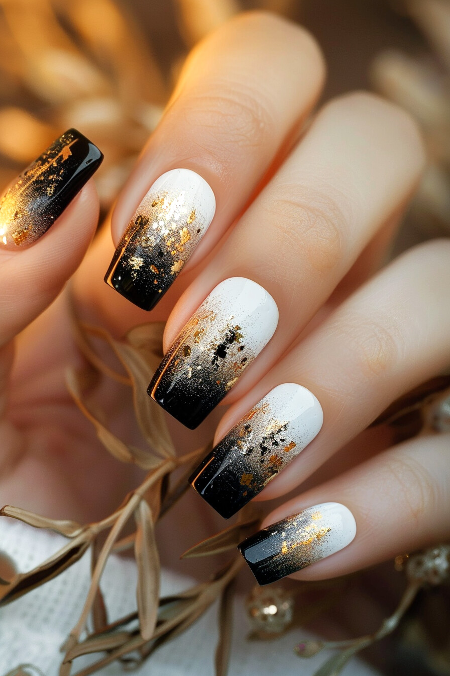 Square Foil Nail Design Idea 4