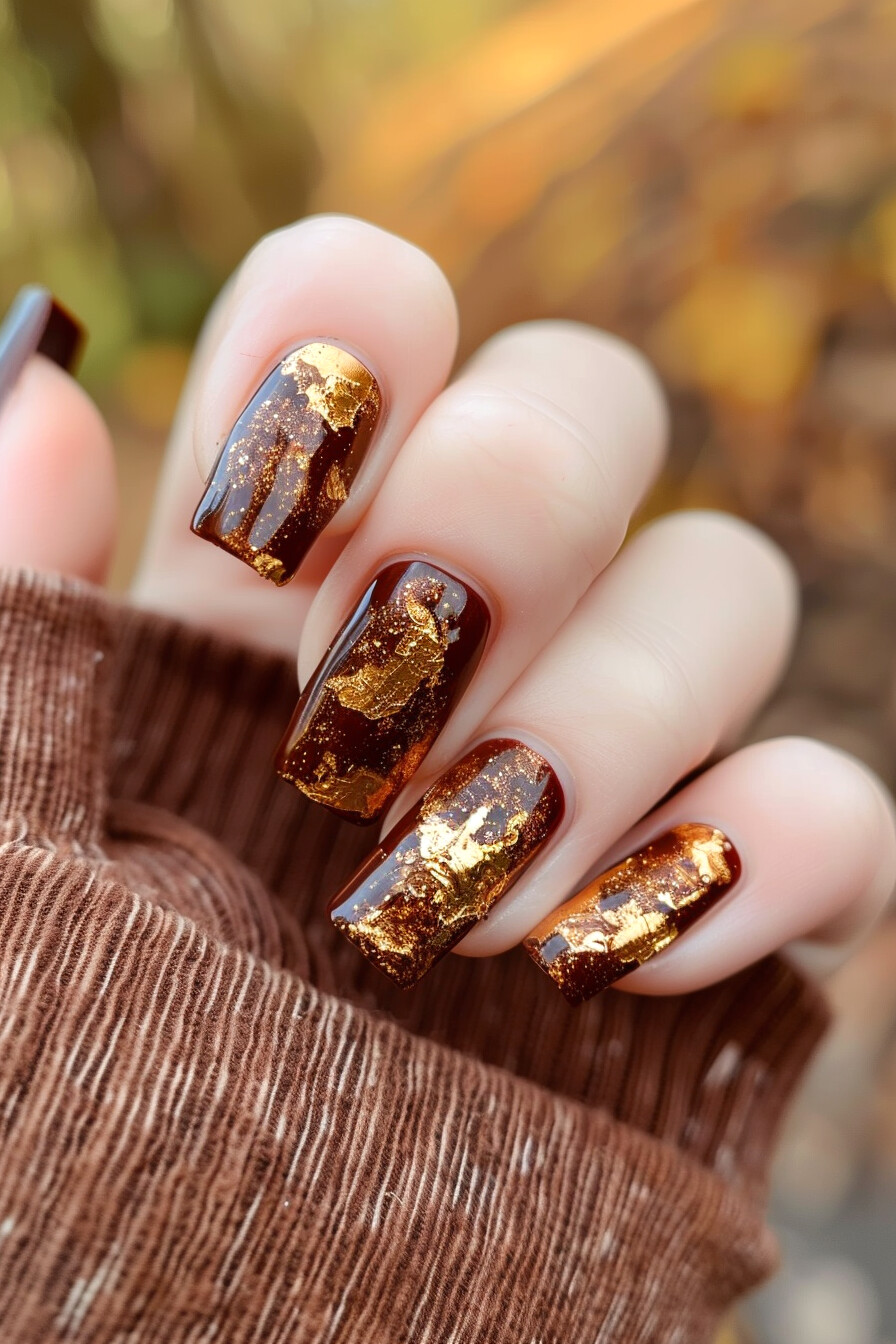 Square Foil Nail Design Idea 5