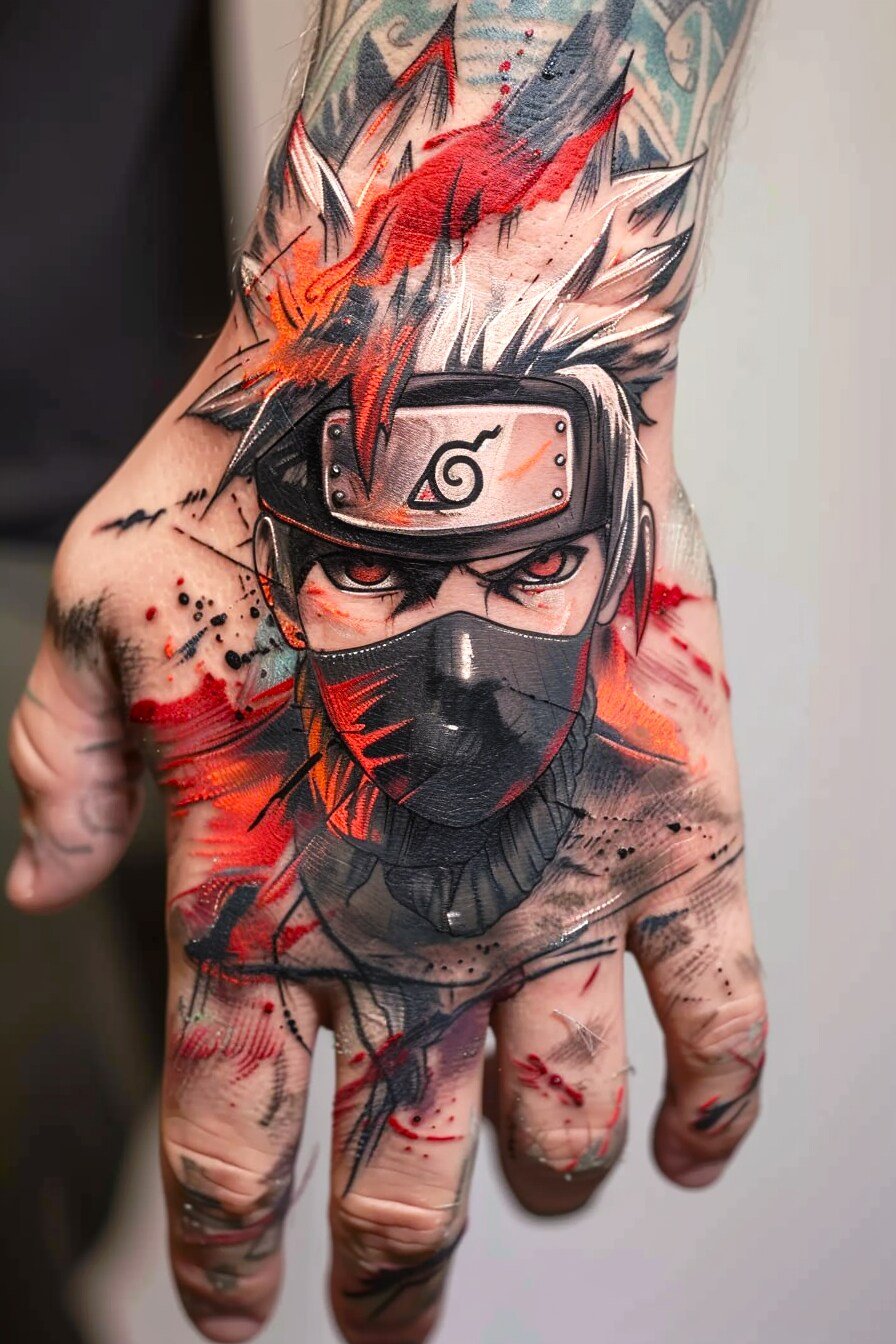 Stunning Naruto Tattoo Design Idea 2 (Kakashi)