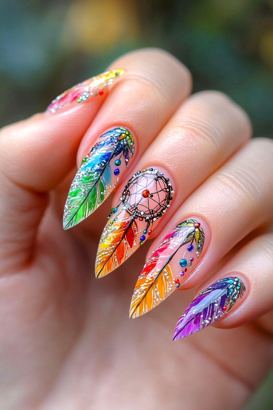 Dreamcatcher Nail Art Design 16