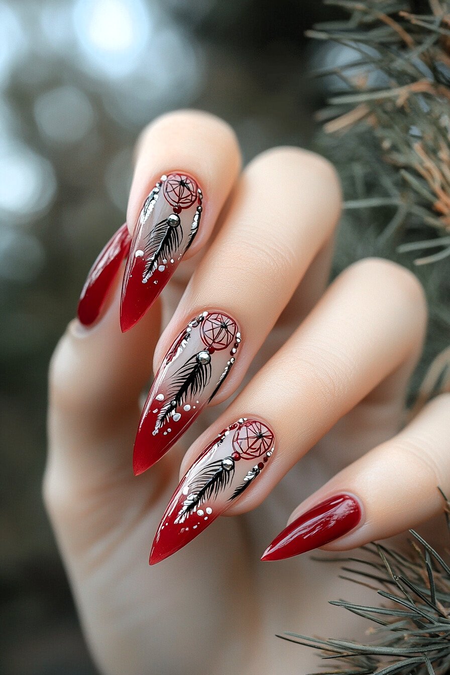 Dreamcatcher Nail Art Design 2 (Red)