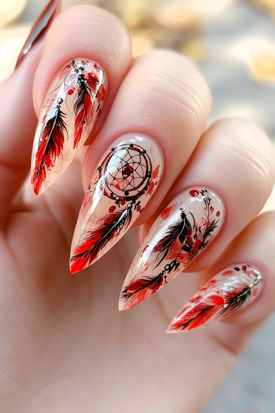 Dreamcatcher Nail Art Design 9 (Boho)